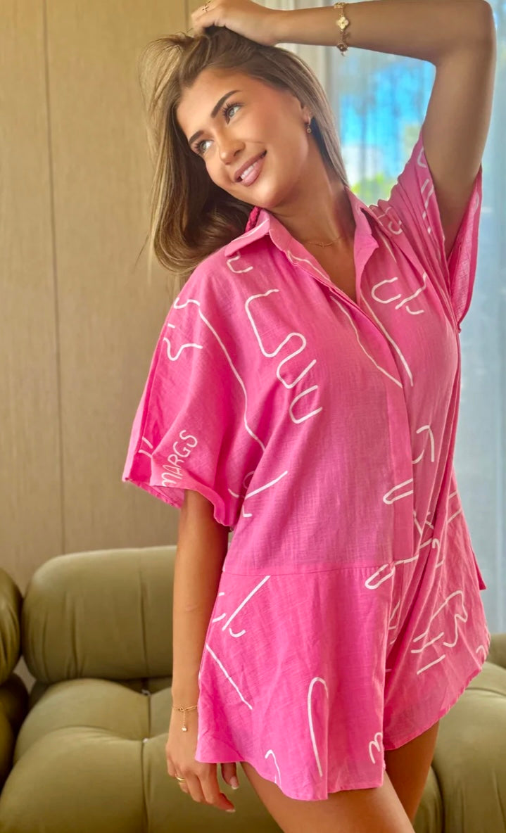 By Frankie Pink Margarita Playsuit 