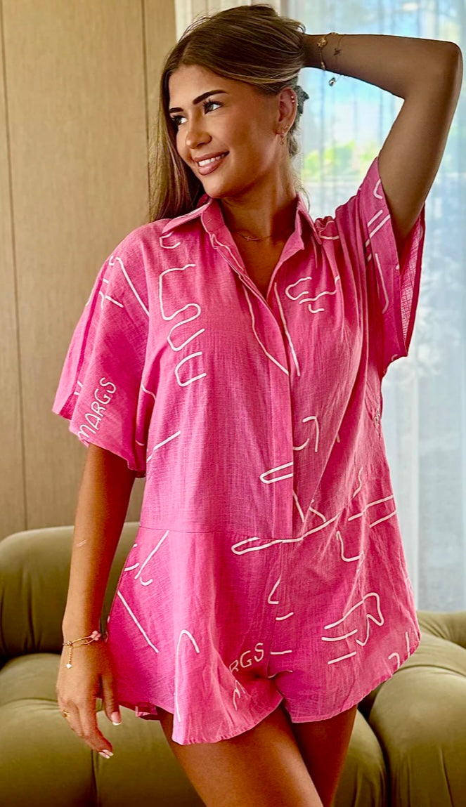 By Frankie Pink Margarita Playsuit 