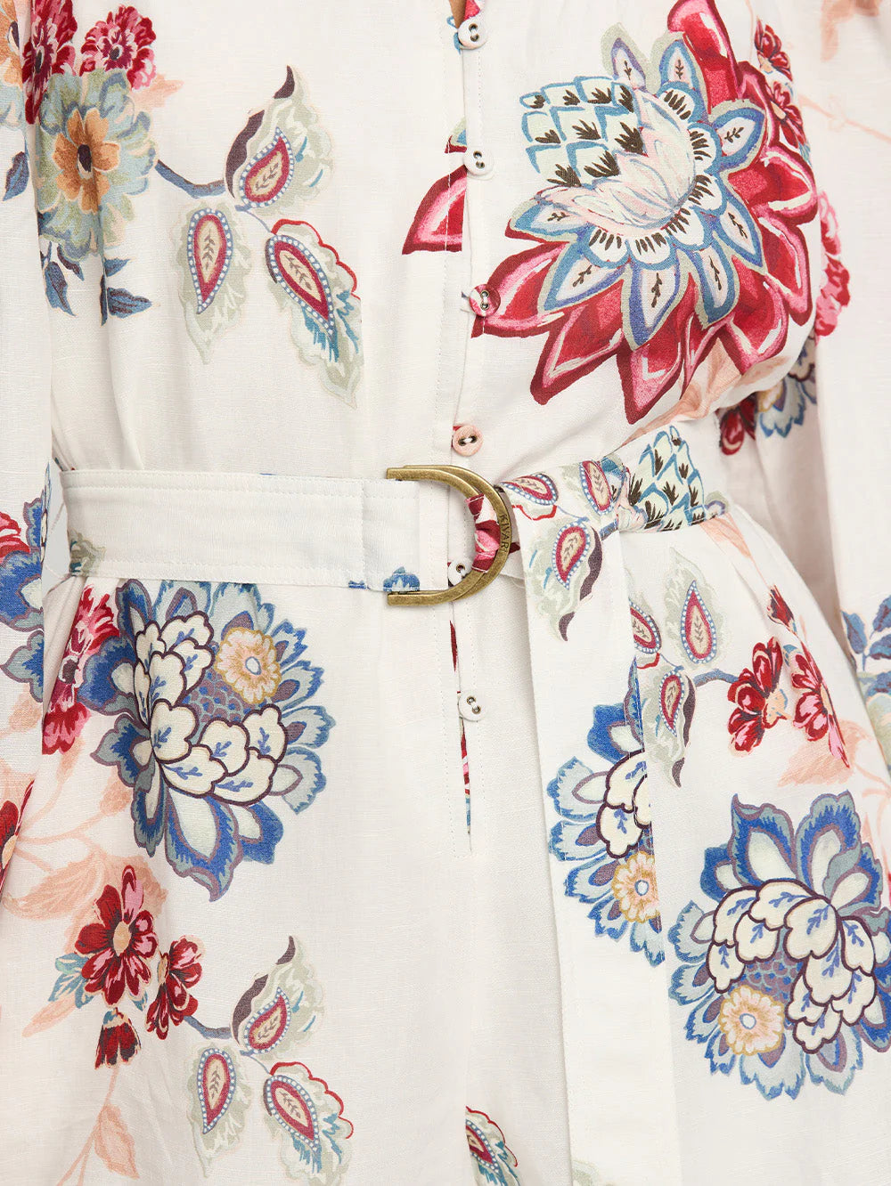 Kivari Provence Playsuit in floral print with d rings