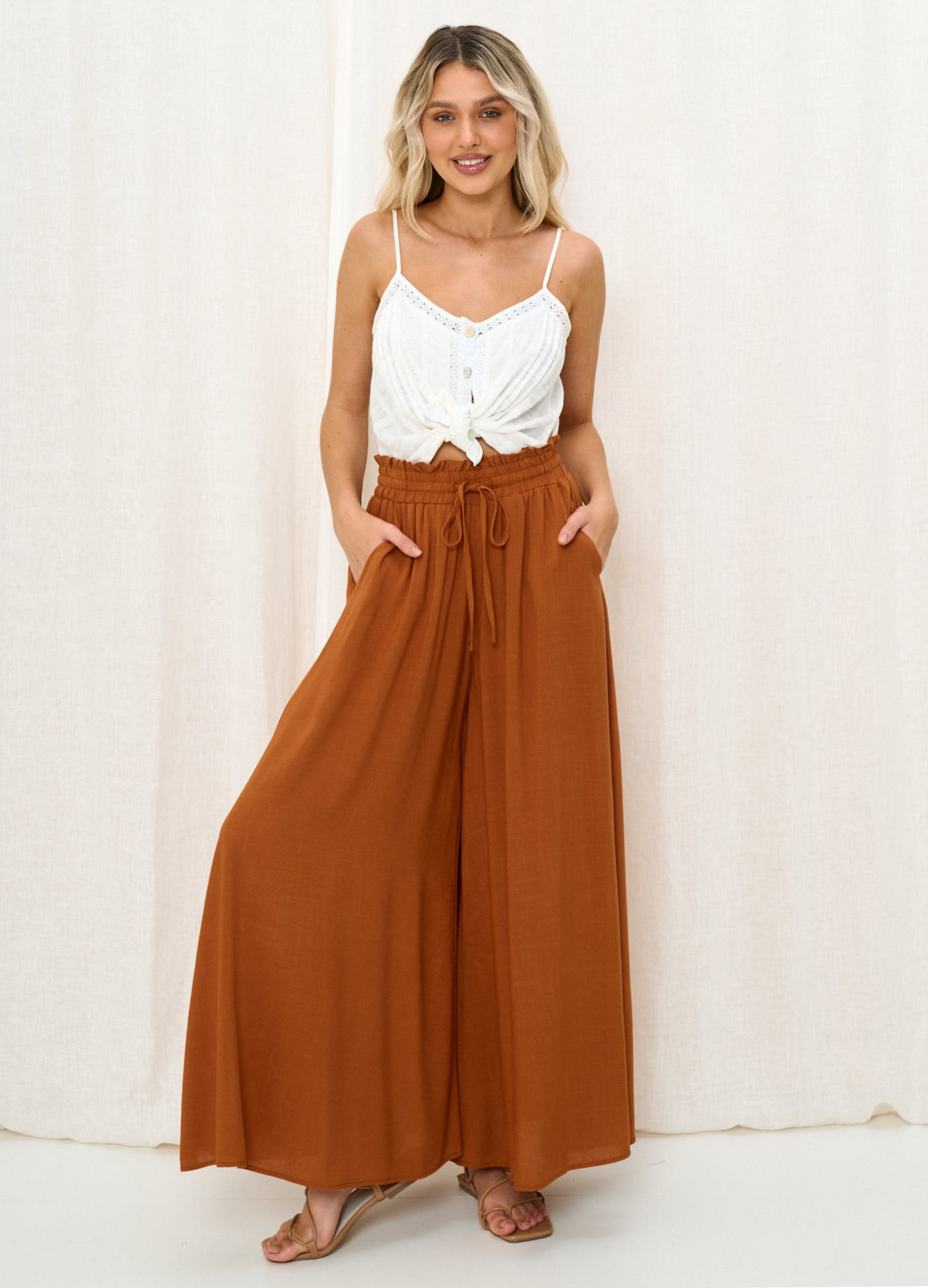 Iris Maxi Cropped Gypset Pants in Rust