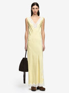 Bec + Bridge Zana Maxi Dress in Lemon Cream, V-neck slip maxi dress with ivory lace trim