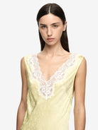 Bec + Bridge Zana Maxi Dress in Lemon Cream, V-neck slip maxi dress with ivory lace trim