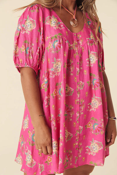 Spell - Solstice Linen Mini Dress - Rose