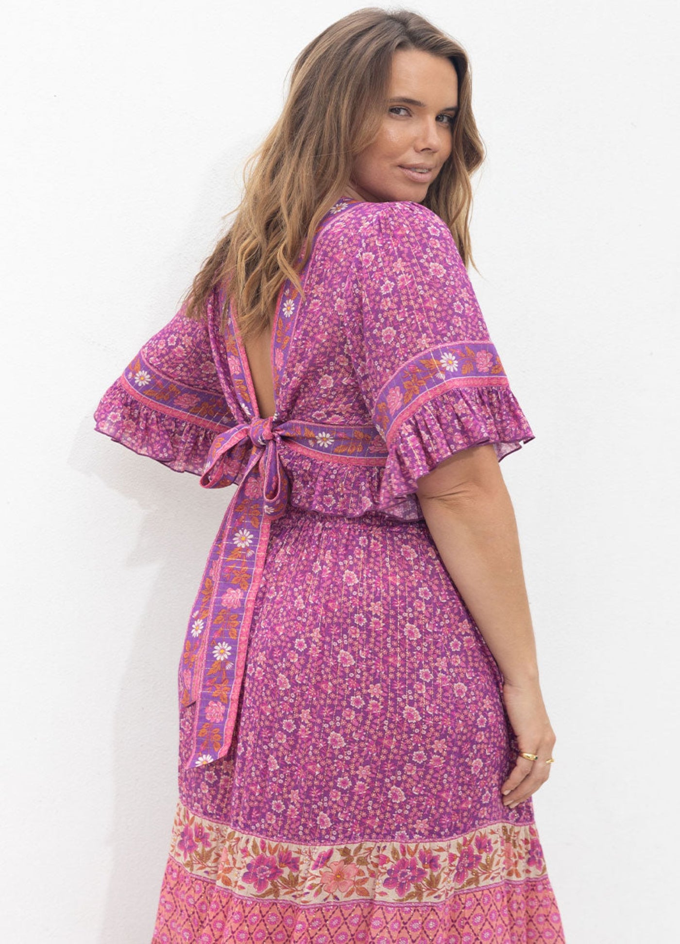 Spell Sienna Cropped Blouse in Fuschia