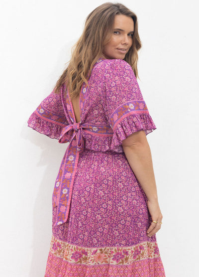 Spell Sienna Cropped Blouse in Fuschia