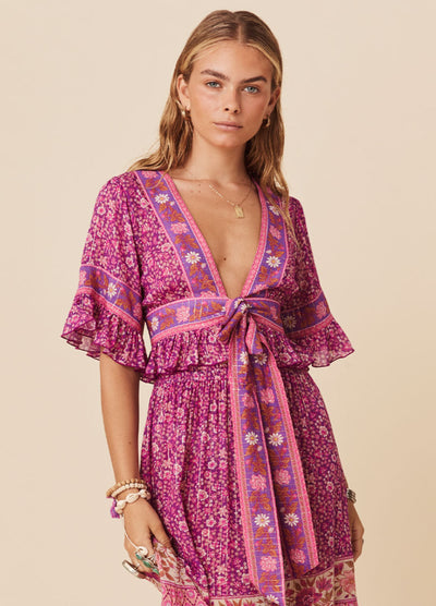 Spell Sienna Cropped Blouse in Fuschia