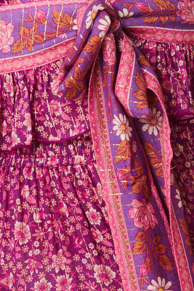 Spell Sienna Cropped Blouse in Fuschia