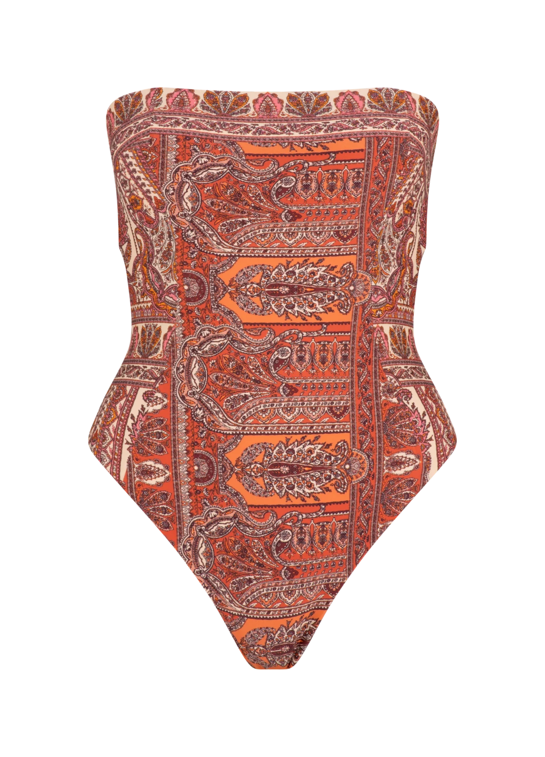 Strapless one piece in pasmina print