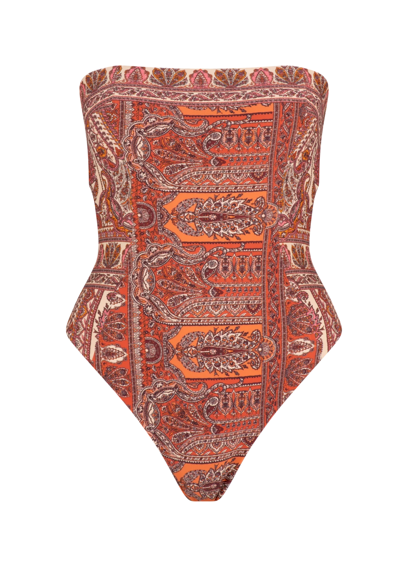 Strapless one piece in pasmina print
