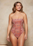 Strapless one piece in pashmina print