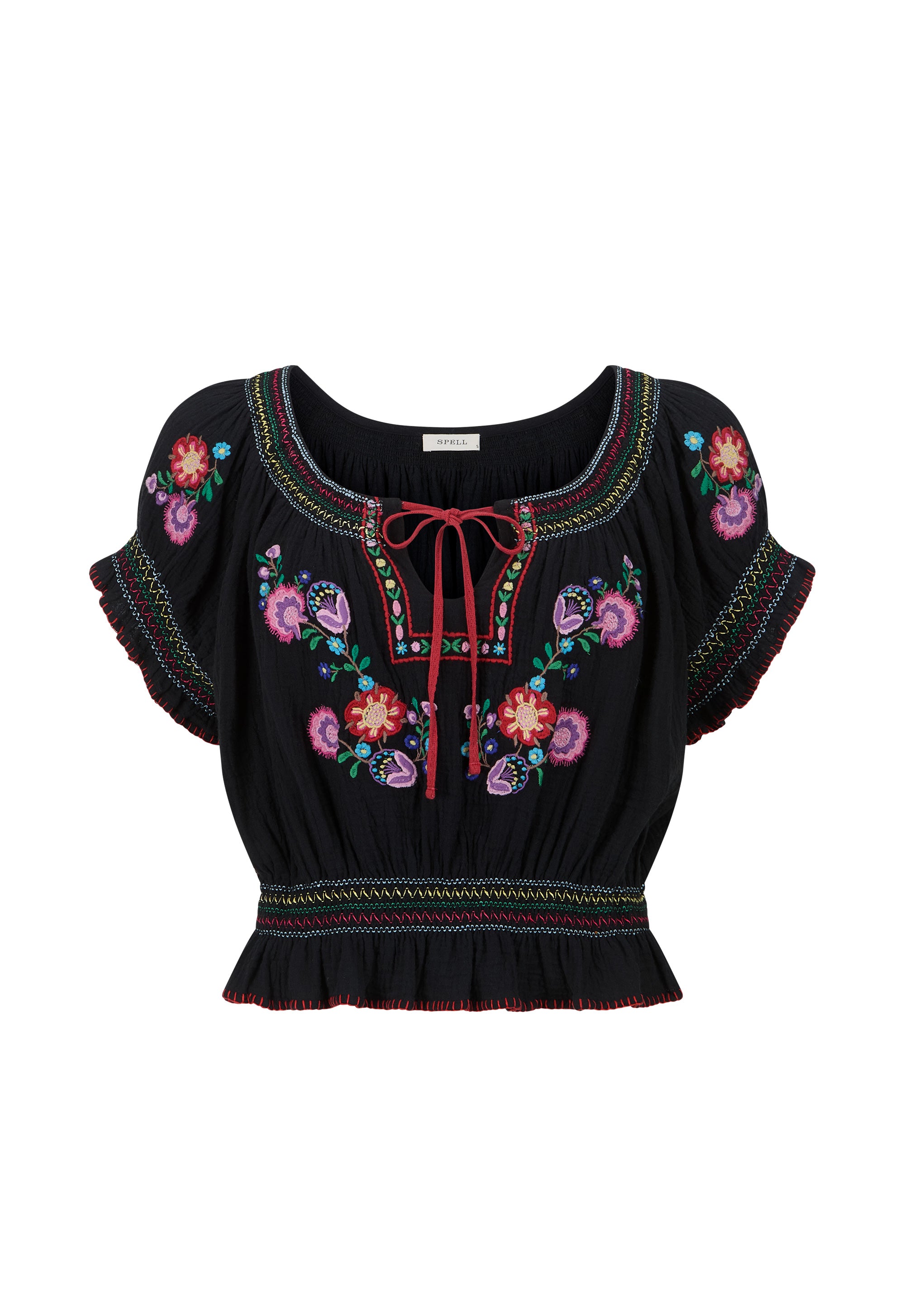 Spell Feliz Crop Blouse in Woodland Black