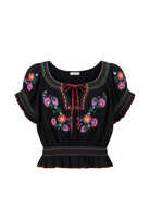 Spell Feliz Crop Blouse in Woodland Black