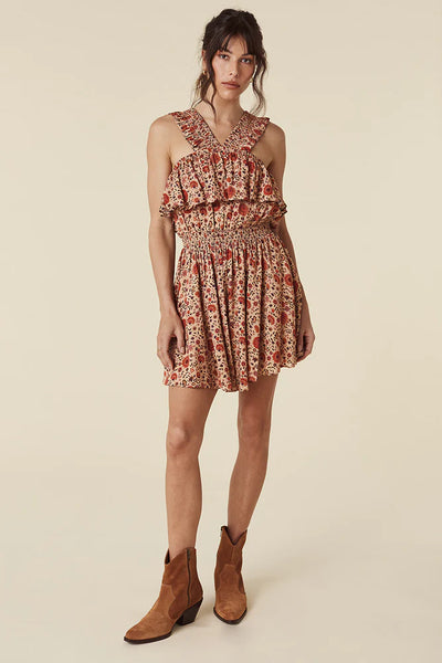 Spell - Sleeveless Lady Untamed Frill Mini Dress - Tea Leaf
