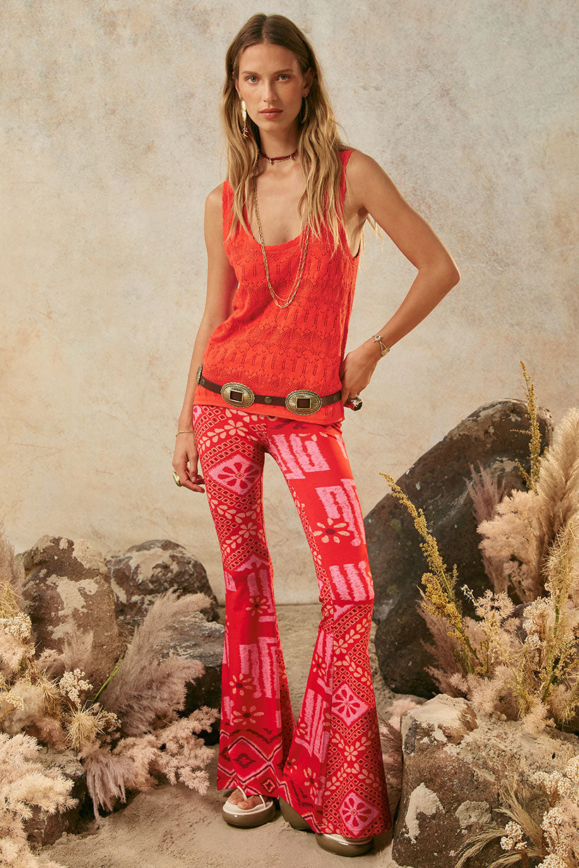 Red printed flares from Spell