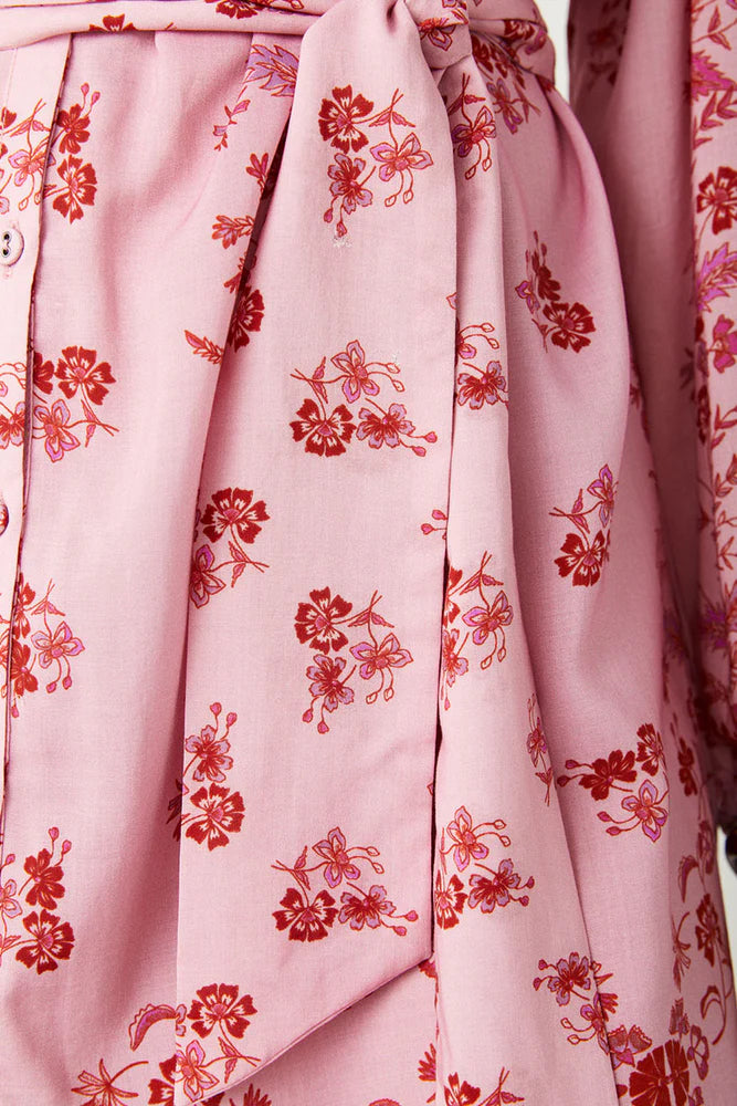 Pink Floral Tunic Dress with elasticated sleeve. 