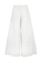 White lace pants on a white background