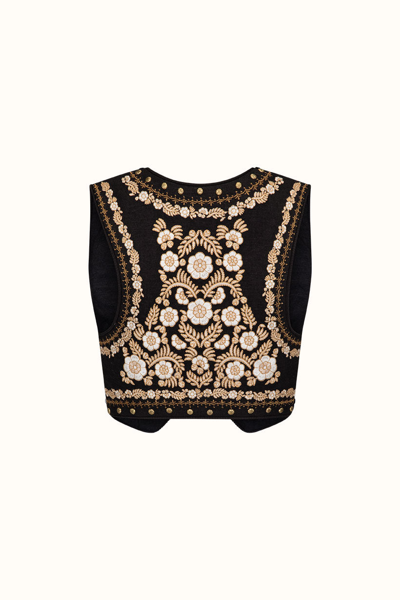 Remi embroidered vest in midnight from Spell