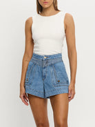 Kivari Celene Denim Short with stitching details