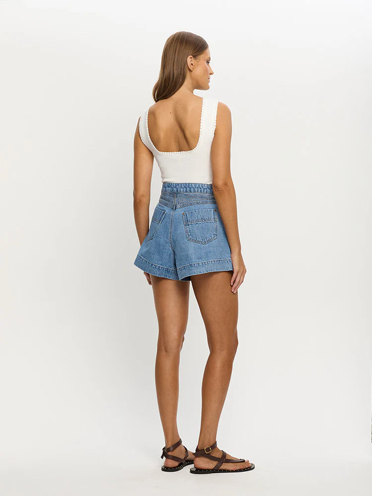 Kivari Celene Denim Short with stitching details