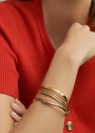 Close up of the Tania Gold Cuff from Jolie & Deen