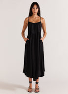 Strappy Cupro Midi Dress with tie waist band 