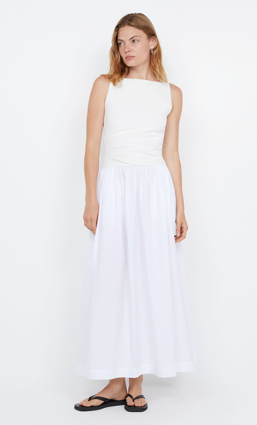 Freya Boat Neck Dress White