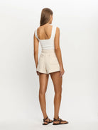 Cream lace up denim short from Kivari