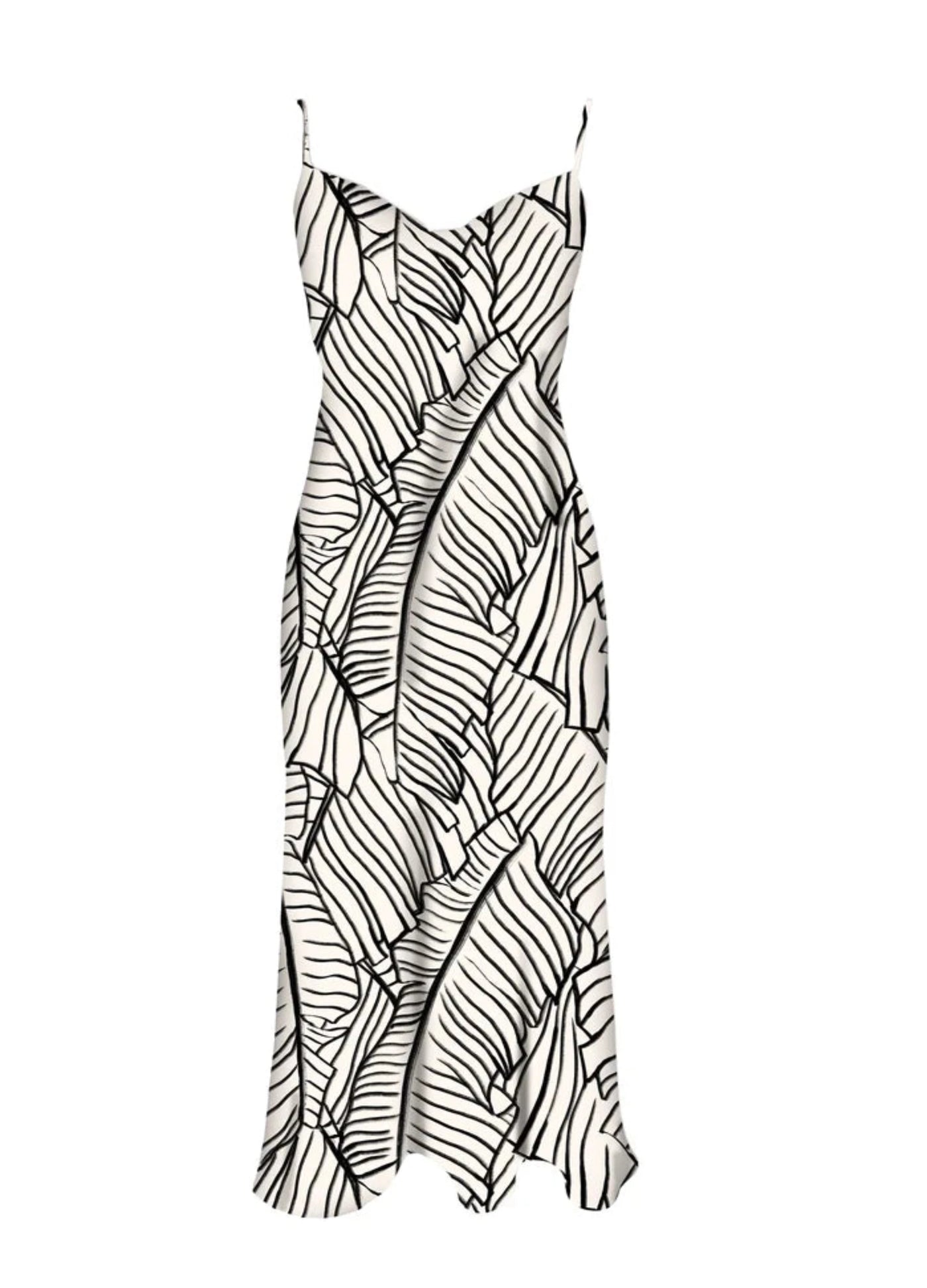 Anaphe Silk Slip Dress in Palm Print