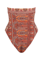 Strapless one piece in pasmina print