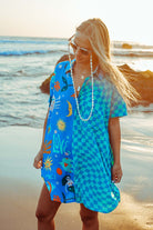 Palm Collective Love Peace Art Shirt Dress, front