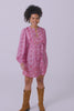 Pink Floral Tunic Dress with elasticated sleeve. 