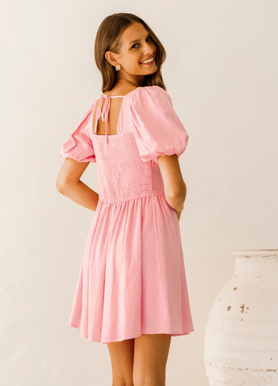 Model wearing Paper Heart Pink Mini Dress from Paper Heart