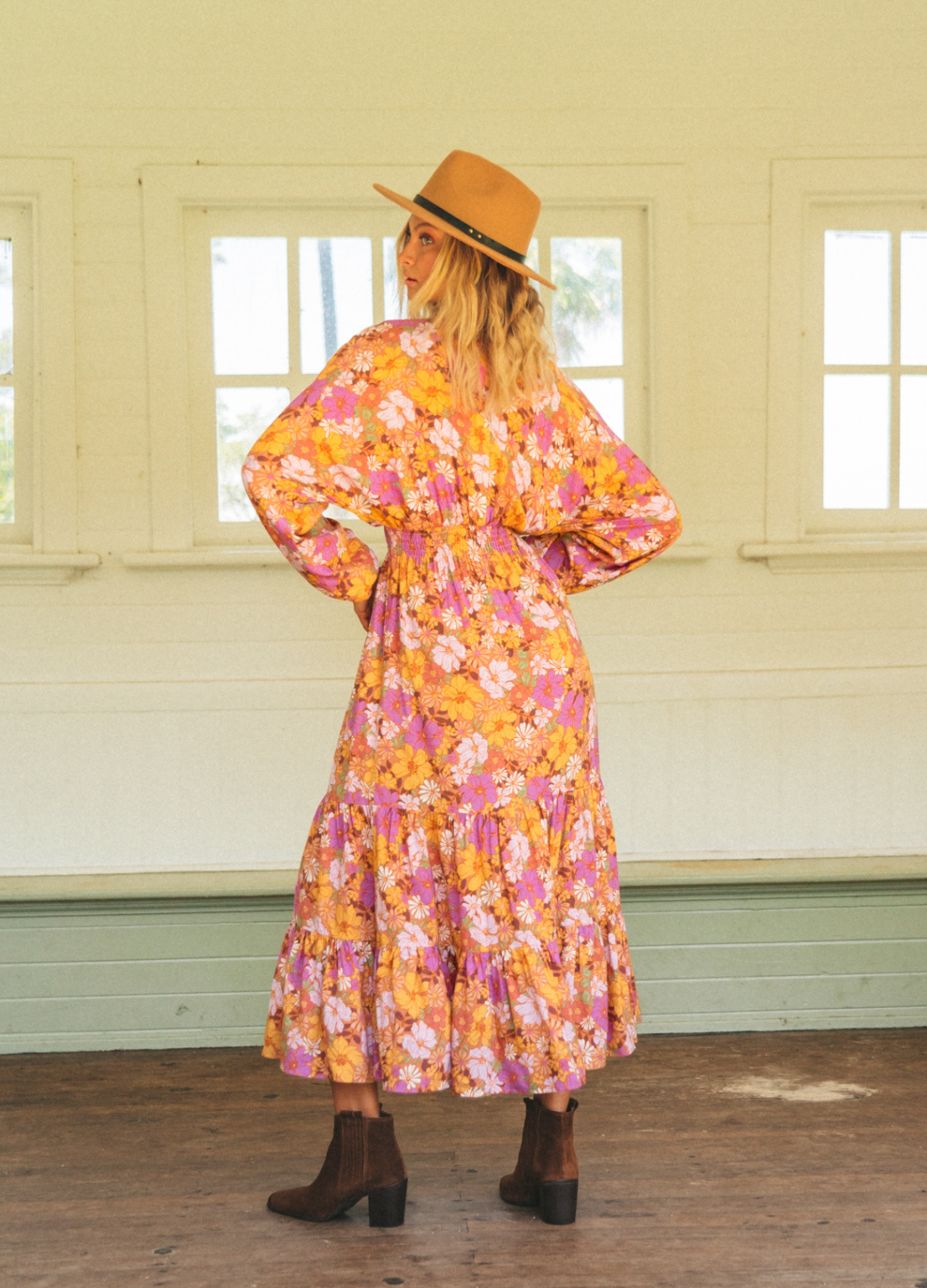 Midi Dress Annalise the perfect winter floral dress 