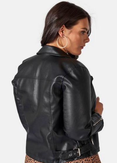 Long Sleeve Ally Biker Jacket - Black