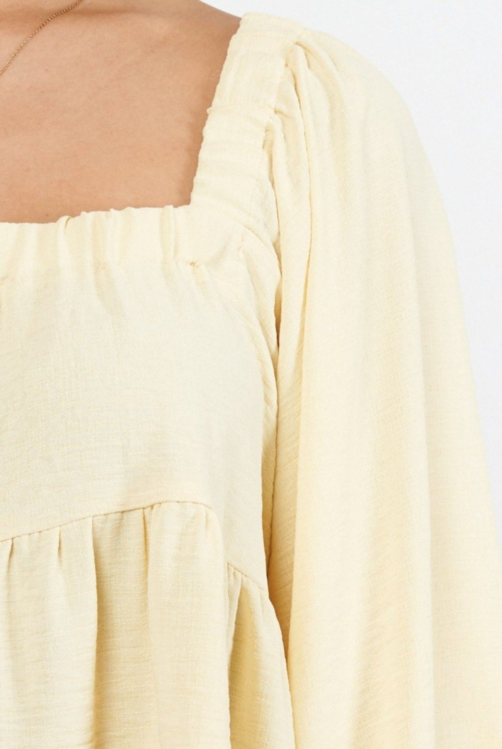 Close up of yellow top