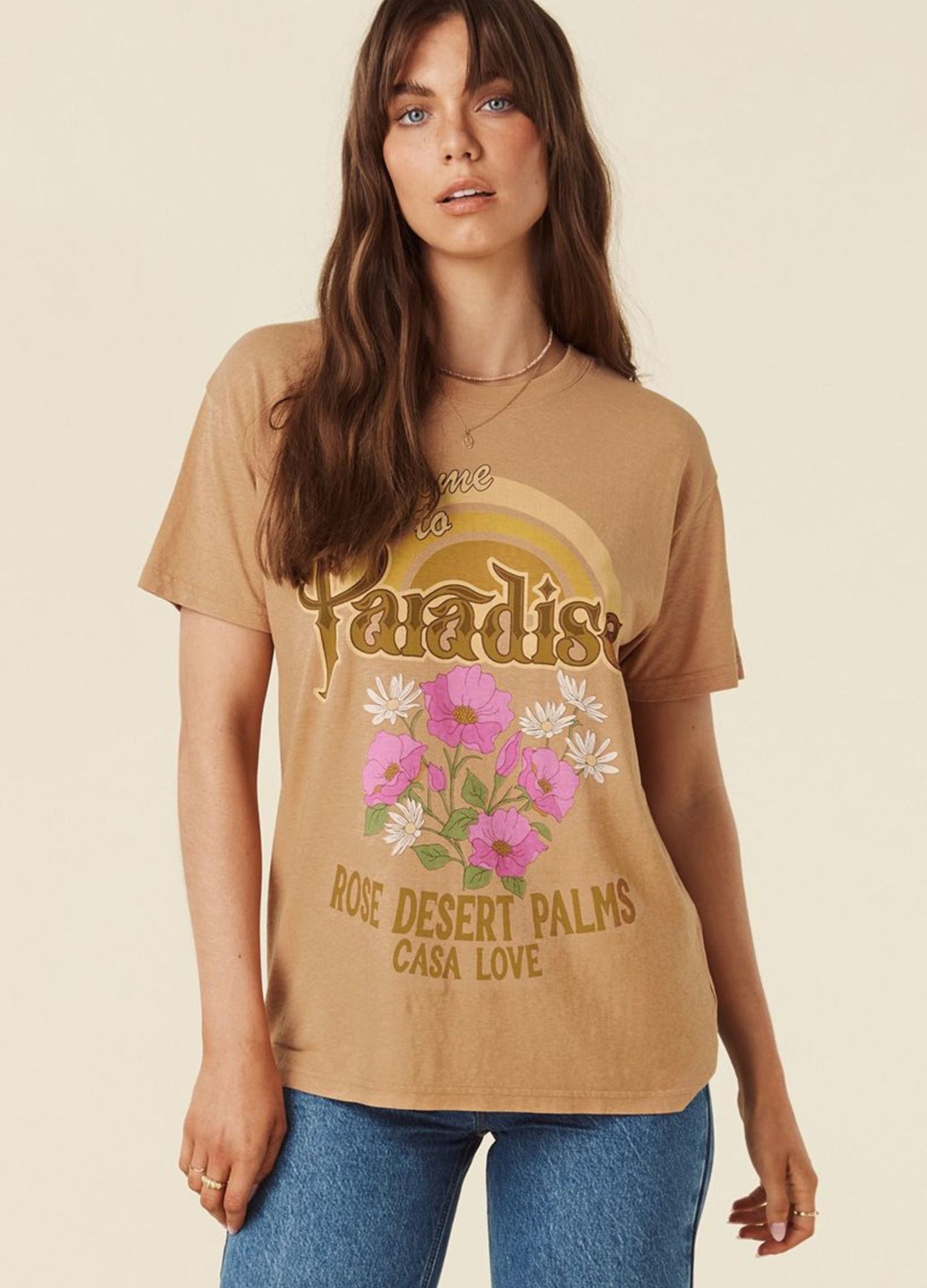 Model wearing the Casa Love Tee from Spell 