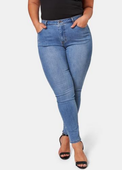 Model wearing the Kylie Skinny  Jean in Mid Wash