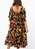 Winter Floral Printed Midi Dress with shirred bust from Australian Fashion Brand Ebby and I