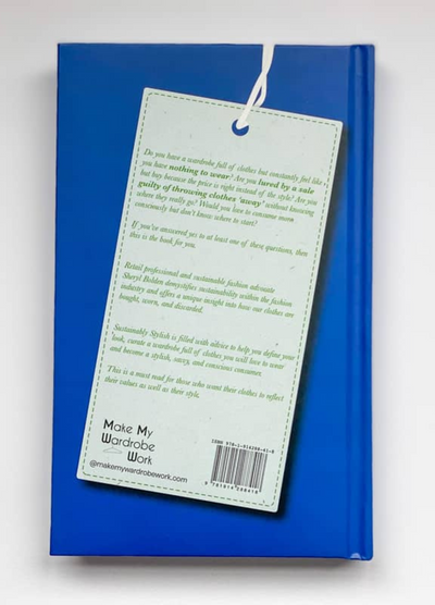 The back cover of the book sustainably stylish