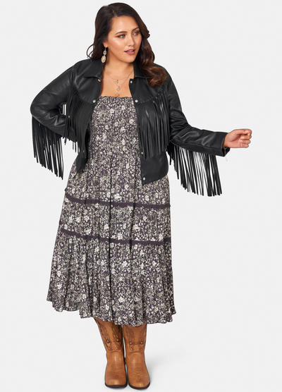 The Poetic Gypsy - Strappy Gypsy Print Floral Midi Dress