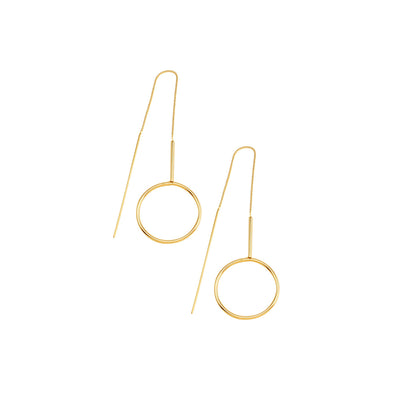 Gold drop earring with chain and hoop detail