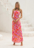 Strapless Avalyn Maxi Dress with cut outs at the side and a back tie