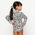 Mini Model wearing the Safari animal surf suit