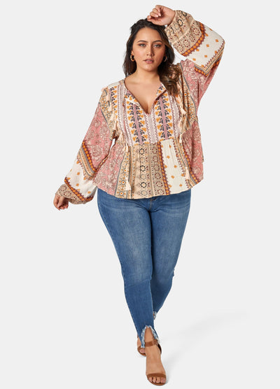 Woman wearing boho blouse