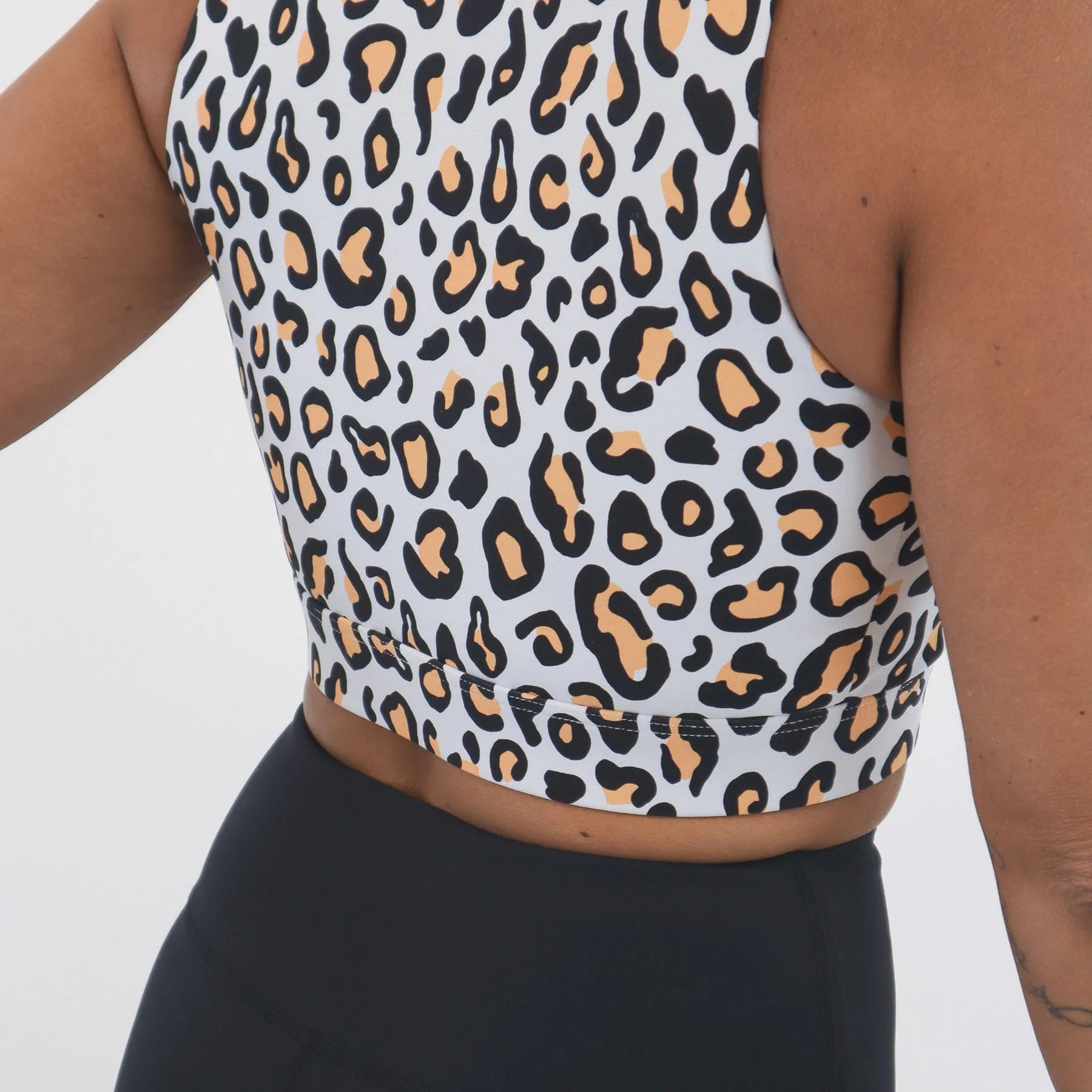 Leopard Print Active Crop with Centre Front Zipper