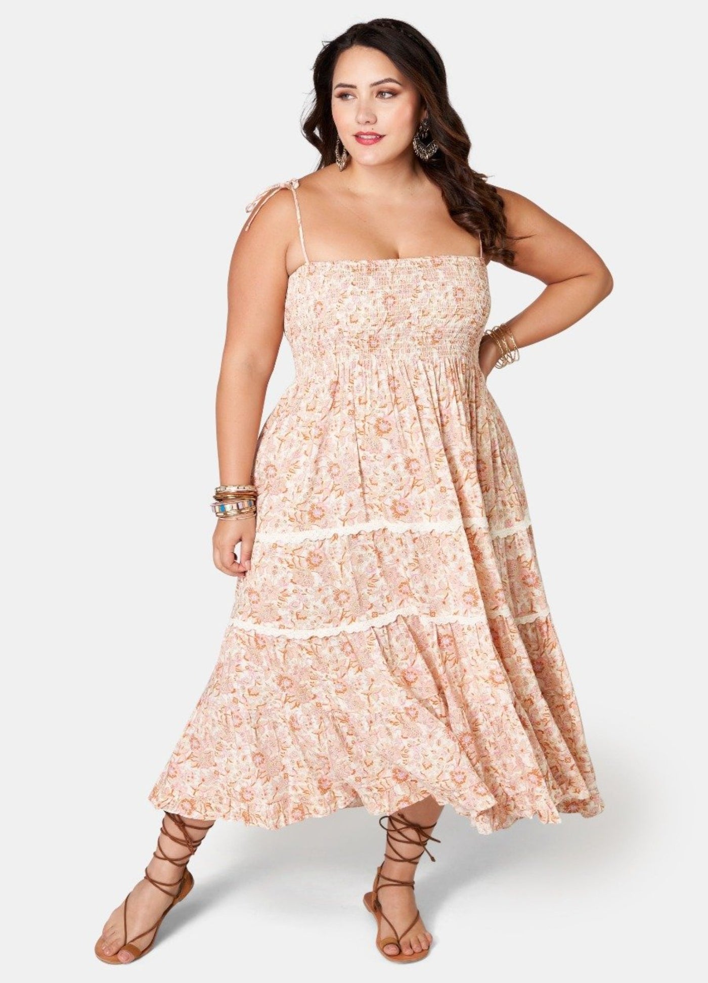Model wearing the daydream believer dress