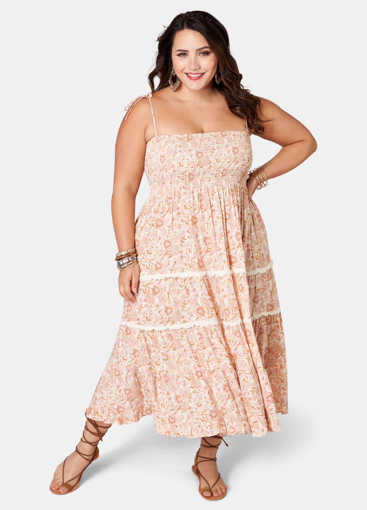 Model wearing the daydream believer dress