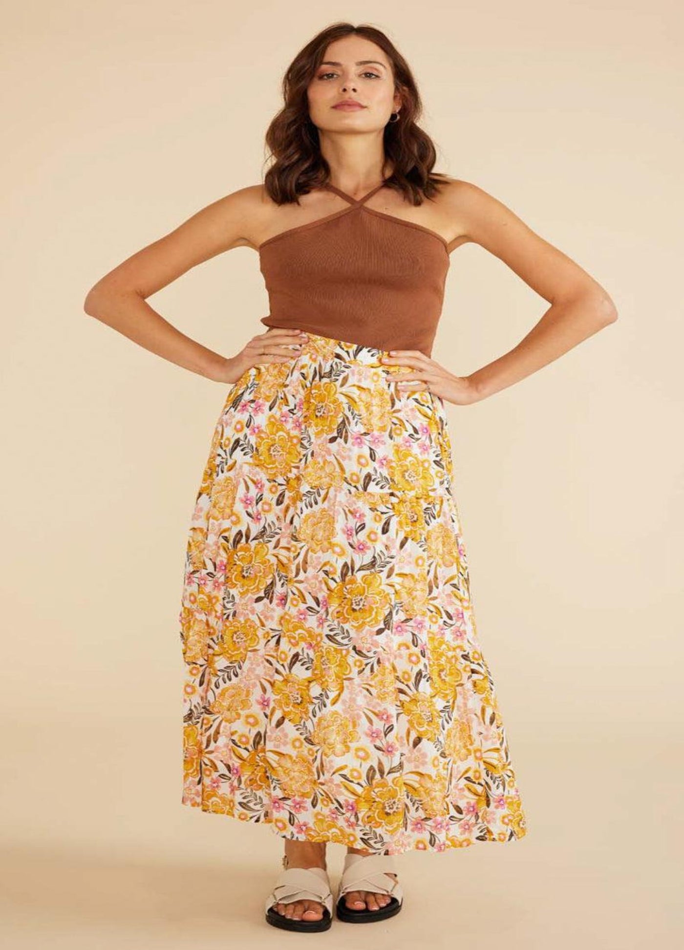 Mink Pink - Ezra Midi Skirt - Marigold Print