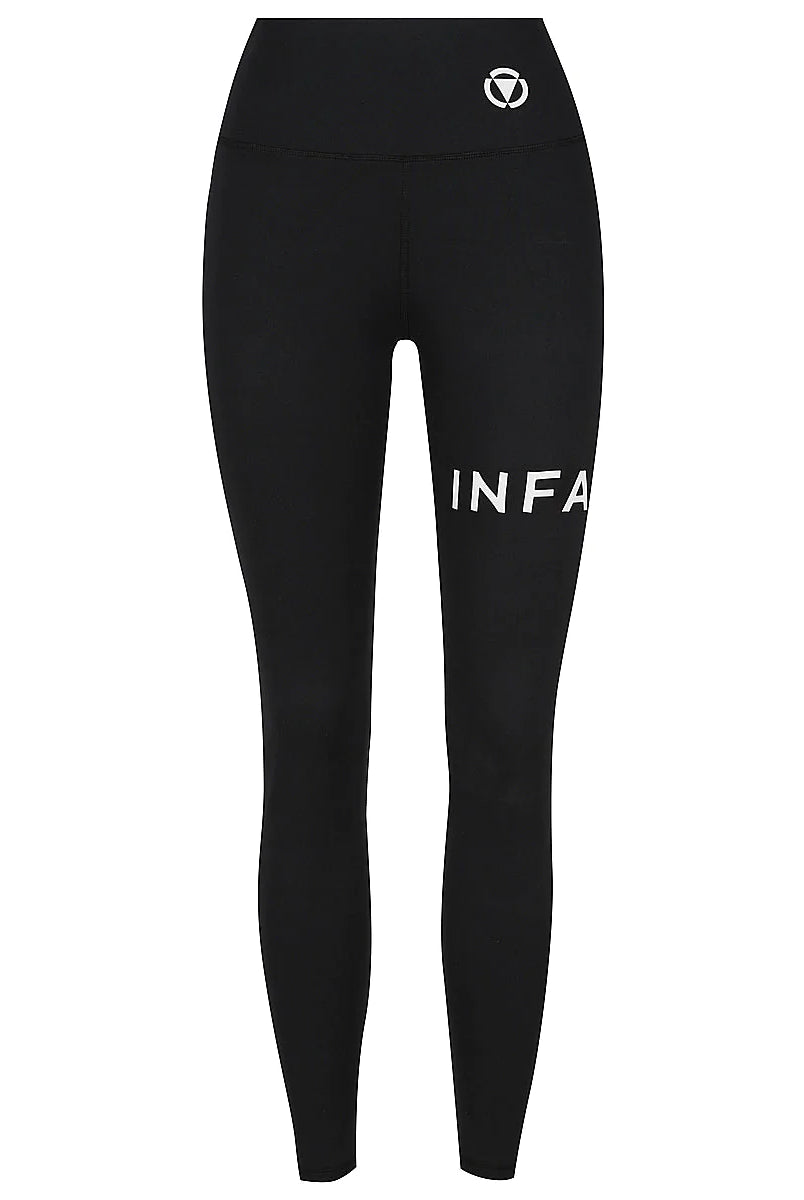 Classic Black Active Legging with white logo from Infamous Active at She Creates Stories.