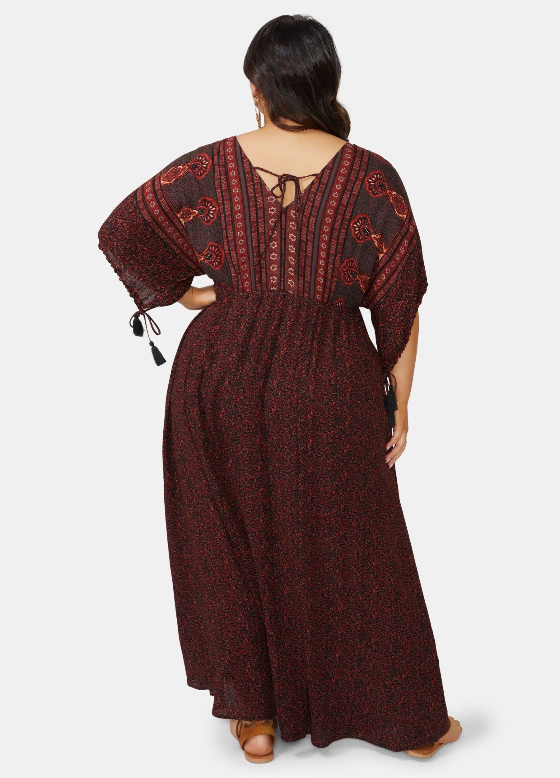 Curve Model wearing boho maxi dress